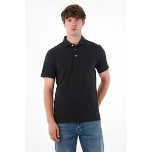 Polo con raqueta bordada negra para hombre