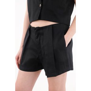 Short tiro alto con tablas negro para mujer