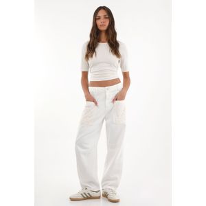 Pantalón tipo horseshoe crudo para mujer