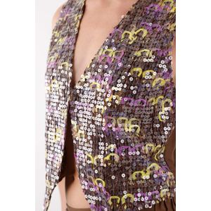 Chaleco con lentejuelas café para mujer