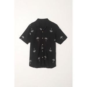Camisa en apariencia lino con diseño de palmeras para hombre