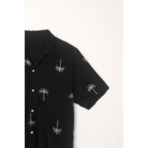 Camisa en apariencia lino con diseño de palmeras para hombre