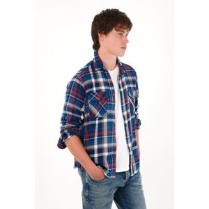 Camisa manga larga con diseño a cuadros multicolor para hombre