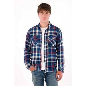 Camisa manga larga con diseño a cuadros multicolor para hombre