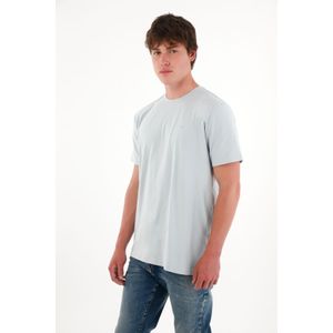 Camiseta básica con mini print azul para hombre