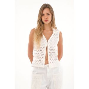 Chaleco con encaje crudo para mujer