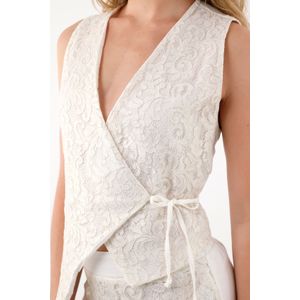 Chaleco con escote en V crudo para mujer