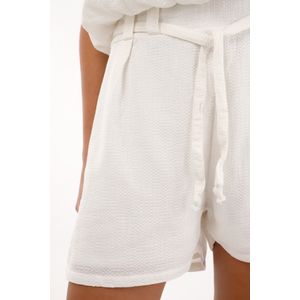 Short de tela con textura crudo para mujer