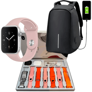 Combo Bolso Antirrobo Negro + Combo V11 Clasic Rosa + Audifonos