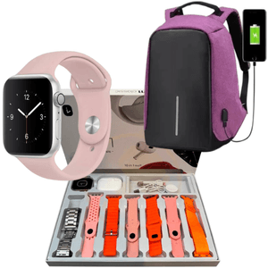Combo Bolso Antirrobo Morado + Combo V11 Clasic Rosa + Audifonos