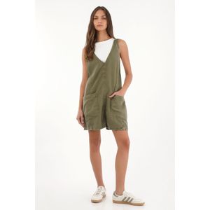 Overall corto con escote en V verde para mujer