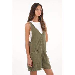 Overall corto con escote en V verde para mujer