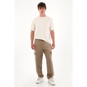 Pantalón en 100% lino bota recta gris para hombre