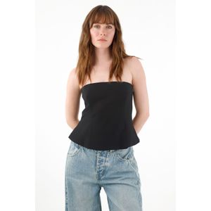 Camisa strapless en silueta A negra para mujer