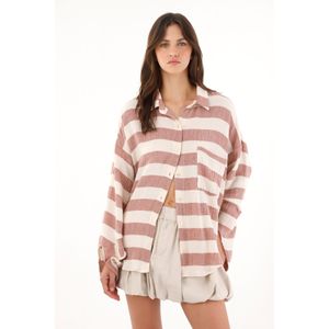 Camisa con estampado a rayas amplia para mujer