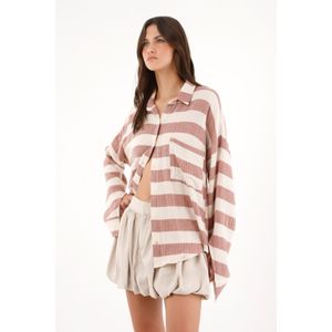 Camisa con estampado a rayas amplia para mujer