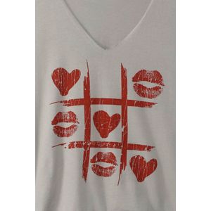 Camiseta Boxy fit manga sisa gris para mujer
