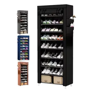 Zapatera 9 Niveles Armable Multiusos Antipolvo Organizador Color Negro