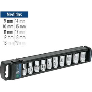 Juego de 10 dados cuadro 1/2" mm Truper