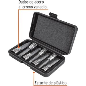 Juego de 7 Dados Cuadro 1/2" Punta Larga Bristol en Estuche Truper