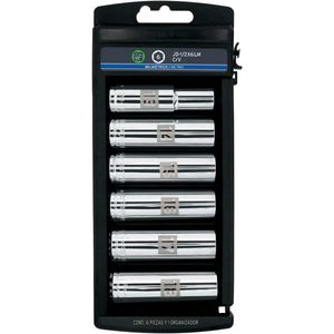 Juego 6 dados largos cuadro 1/2" mm Truper