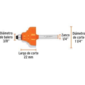 Broca para Router zafiro con balero, 1-1/4" Truper