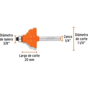 Broca para Router española con balero, 1-1/4" Truper