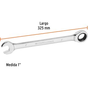 Truper Expert LL-2032X, Llave combinada con matraca 1" x 325 mm largo