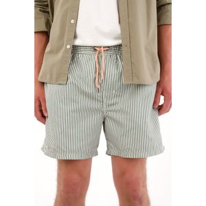Pantaloneta con estampado de rayas verde para hombre