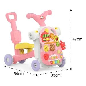 Andadera Caminador Bebes Primeros Pasos 3 En 1 Scooter Mesa HE0521 Rosado