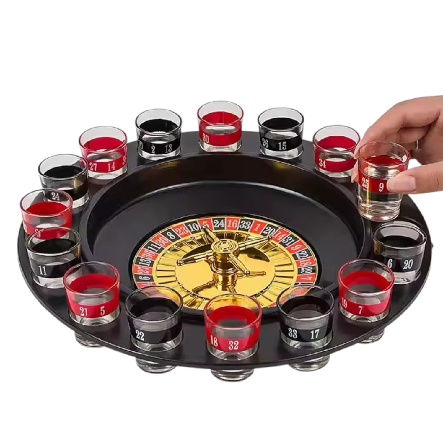 Ruleta De Fiesta SPARKLERS CLUB De 30 Cm | Juego De Beber Con 16 Vasos Y 2 Bolas | Ideal Para Año Nuevo, Aperitivos Y Noches De Amigos