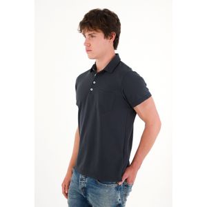 Camiseta polo manga corta azul para hombre