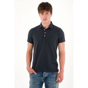 Camiseta polo manga corta azul para hombre