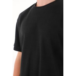 Camiseta básica de tela con textura negra para hombre