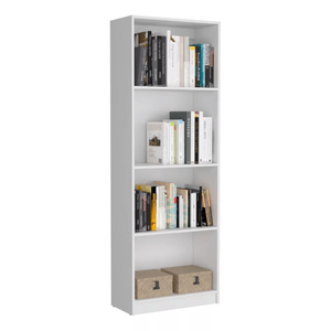 Biblioteca Home, Color Blanco Duqueza Con Cuatro Entrepaños