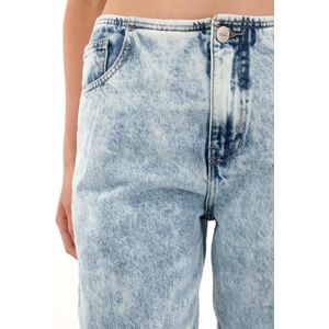 Jean Mom tiro bajo sin pretina para mujer