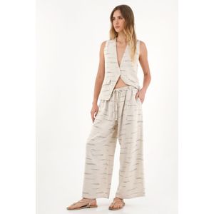 Pantalón Wide Leg con detalles bordados y pretina elástica para mujer