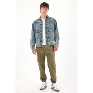 Pantalón tipo jogger de pretina elástica verde para hombre