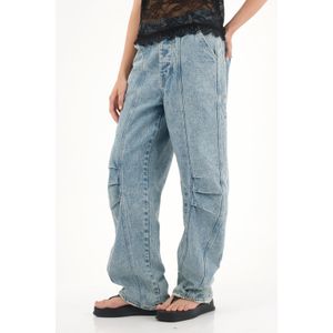 Jean Horseshoe de tiro bajo azul claro para mujer