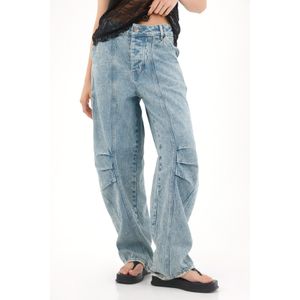 Jean Horseshoe de tiro bajo azul claro para mujer