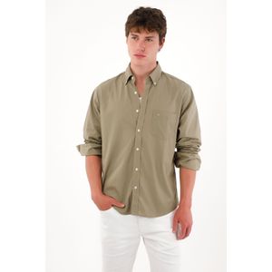 Camisa manga larga con bolsillo verde para hombre