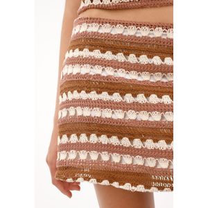 Falda corta tejida multicolor para mujer