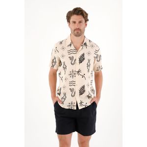 Camisa tipo bowling con estampado para hombre