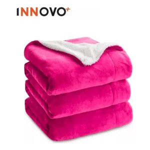 Cobija Cubre Cama Manta Ovejera Terciopelo 180x240 Cm Fucsia Innovo