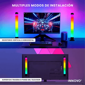 2 Barras Led De Luz Ambiente Multicolores Tv Sonidos Rítmica Con App Rgb Decoración Innovo