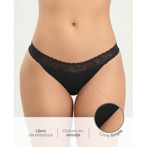 Panty Semidescaderado Cintura en Encaje Negro 49452