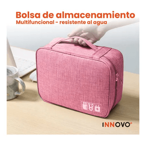 Organizador De Accesorios Tecnológicos Estuche Con División Impermeable Rosado Innovo Home