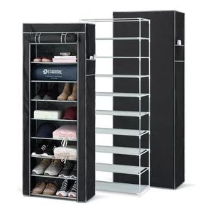 Zapatero Closet De 9 Niveles Armable En Tela Negro