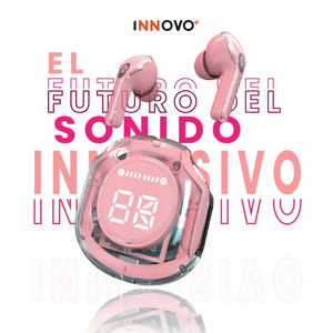 Audifonos Ultra Pods Bluetooth Water Proff Indicador De Carga Luces Rgb Rosado Innovo Ultrapods