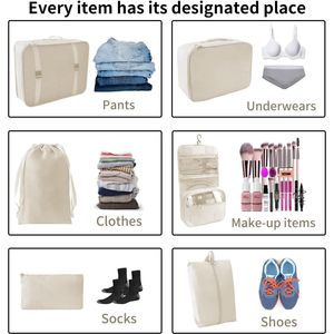 Organizador De Equipaje Para Maleta Kit X10 Beige